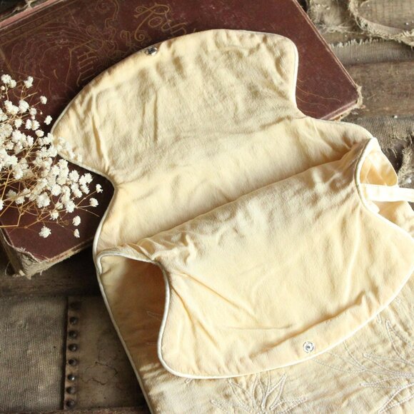 Vintage 1950s Hot Water Bottle Cover, Yellow with White Floral Embroidery - Picture 3 of 9